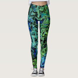 Farbige Kaleidoskop Schwarz Grüne Abstrakt Leggings