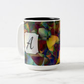 Farbige, kaleidoskopische Abstrakte Kunst mit Mono Zweifarbige Tasse (Vorderseite Links)