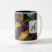 Farbige, kaleidoskopische Abstrakte Kunst mit Mono Zweifarbige Tasse (VorderseiteRechts)