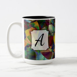 Farbige, kaleidoskopische Abstrakte Kunst mit Mono Zweifarbige Tasse