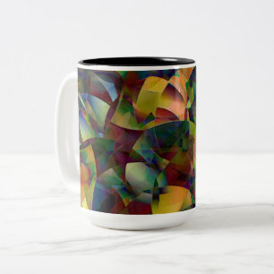 Farbige, kaleidoskopische abstrakte Kunst Zweifarbige Tasse