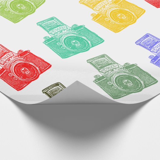 Farbige Kameras Geschenkpapier (Ecke)