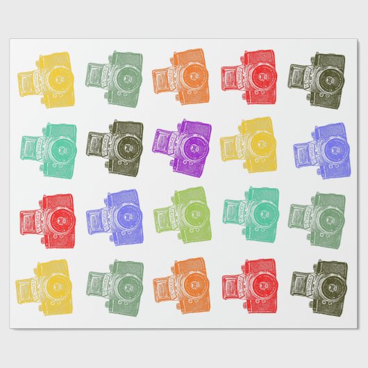 Farbige Kameras Geschenkpapier (Flach)