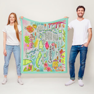 Farbige karibische Karte Fleecedecke