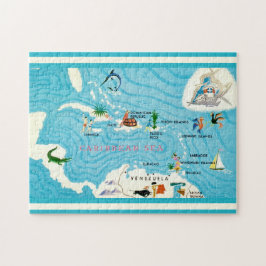 Farbige karibische Karte  Puzzle