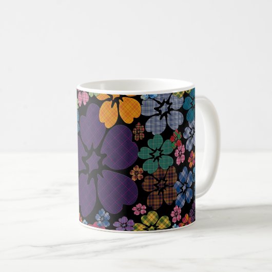 Farbige Karierte Blume Tasse (VorderseiteRechts)