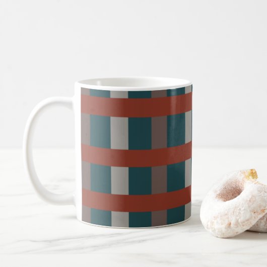 Farbige Karierte Karos Kaffeetasse (Mit Donut)