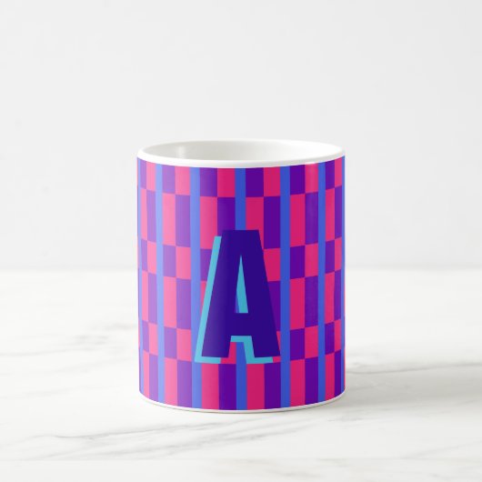 Farbige karierte Monogramm Kaffeetasse (Mittel)
