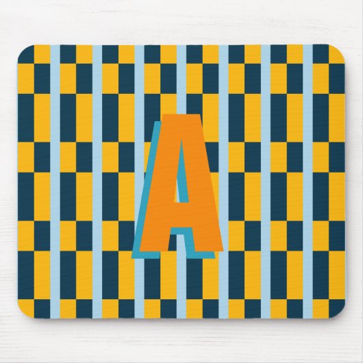 Farbige karierte Monogramm Mousepad (Vorne)