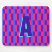 Farbige karierte monogramm rosa blaue Mauspad (Vorne)