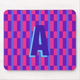 Farbige karierte monogramm rosa blaue Mauspad