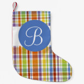 Farbige karierte Monogramm Weihnachts-Strumpf Kleiner Weihnachtsstrumpf (Vorderseite)