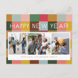 Farbige Karos Urlaubspostkarte Feiertagspostkarte