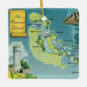 Farbige Karte der Bahamas Out Islands Keramik-Orna Keramikornament