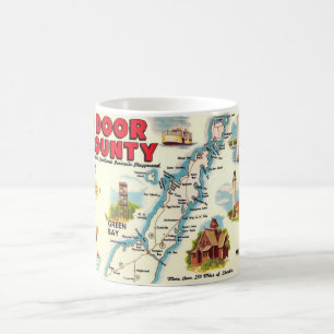Farbige Karte von Door County Becher Kaffeetasse