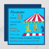 Farbige karusselle Kindergeburtstag-Party Einladun Einladung (Vorne/Hinten)