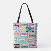 Farbige Kassetten, rosa Hintergrundmuster. Tasche (Rückseite)