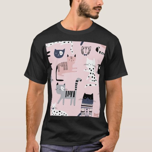 Farbige Kätzchen: Childrosa Vintag T-Shirt (Vorderseite)