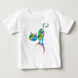 Farbige Katze auf dem Halbmond Baby T-shirt