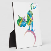 Farbige Katze auf dem Halbmond Fotoplatte (Seite)