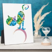 Farbige Katze auf dem Halbmond Fotoplatte (Seite)