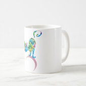 Farbige Katze auf dem Halbmond Kaffeetasse (VorderseiteRechts)