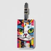 Farbige Katze Gepäckanhänger (Vorderseite Vertikal)