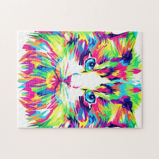 Farbige Katze - Gesicht - Puzzle (Horizontal)