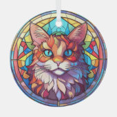Farbige Katze im Buntglasstil Ornament Aus Glas (Vorderseite)