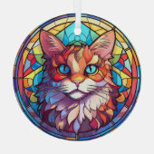 Farbige Katze im Buntglasstil Ornament Aus Glas (Rückseite)