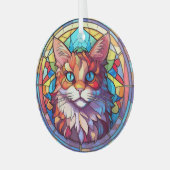 Farbige Katze im Buntglasstil Ornament Aus Glas (Vorderseite links)