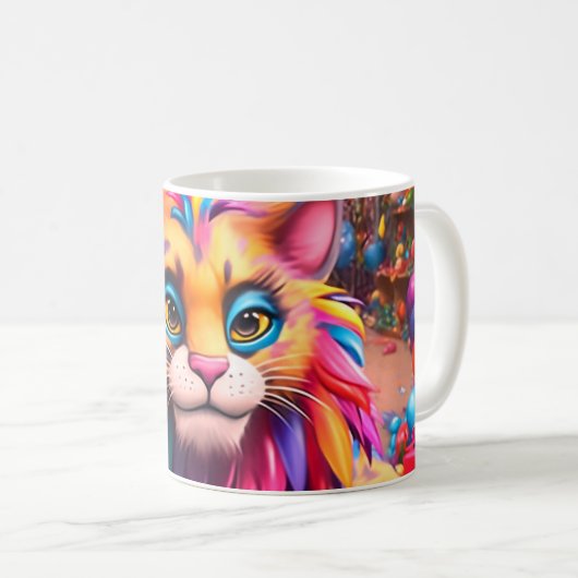 Farbige Katze Kaffeetasse (VorderseiteRechts)