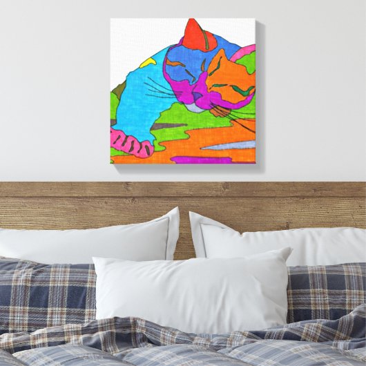 Farbige Katze Leinwanddruck (Insitu (Schlafzimmer))