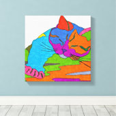 Farbige Katze Leinwanddruck (Insitu (Holzboden))
