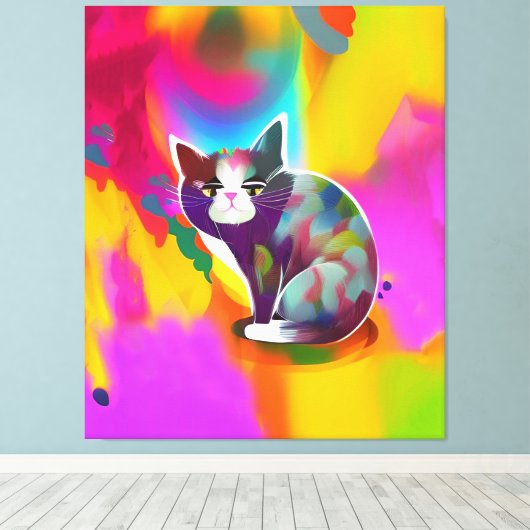 Farbige Katze Leinwanddruck (Insitu (Holzboden))