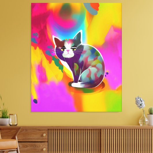 Farbige Katze Leinwanddruck (Insitu (Wohnzimmer))