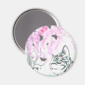 Farbige Katze Magnet (Vorderseite/Rückseite)