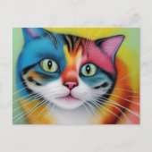 Farbige Katze Postkarte (Vorderseite)