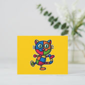 farbige Katze Postkarte (Stehend Vorderseite)