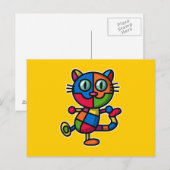 farbige Katze Postkarte (Vorne/Hinten)