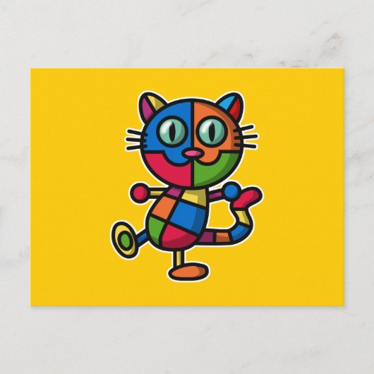 farbige Katze Postkarte (Vorderseite)