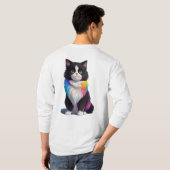 Farbige Katze T-Shirt (Schwarz voll)