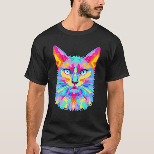Farbige Katze T-Shirt (Vorderseite)