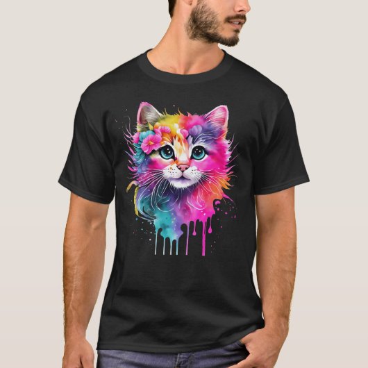 Farbige Katze T-Shirt (Vorderseite)