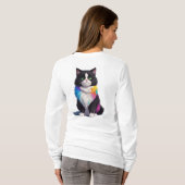 Farbige Katze T-Shirt (Schwarz voll)