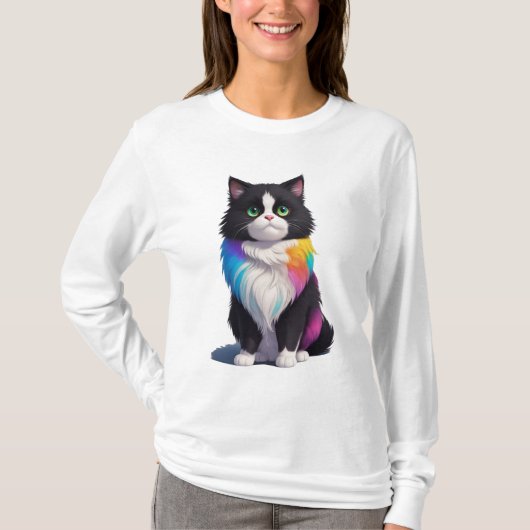 Farbige Katze T-Shirt (Vorderseite)