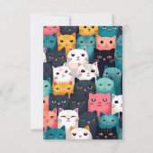 Farbige Katzen Einladung (Vorderseite)