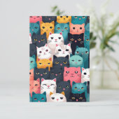 Farbige Katzen Einladung (Stehend Vorderseite)