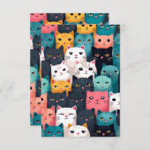 Farbige Katzen Einladung (Vorne/Hinten)