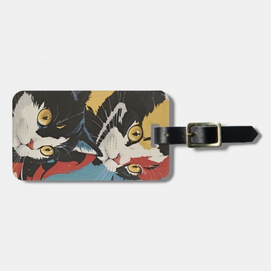 Farbige Katzen Gepäckanhänger (Vorderseite horizontal)